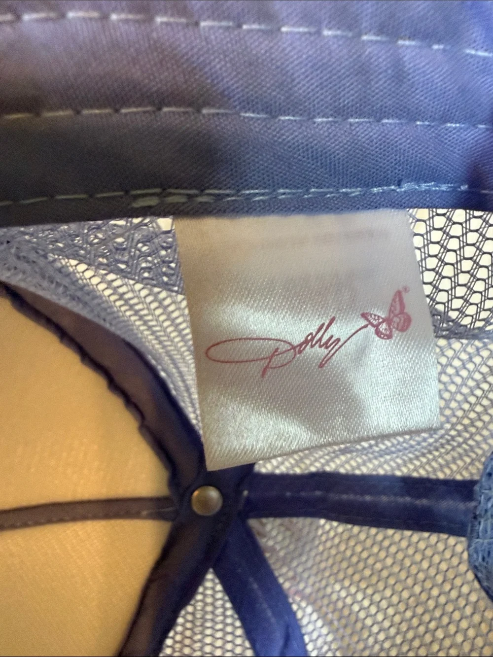 Dolly Parton Butterfly Graphic Trucker Hat Periwinkle Blue Mesh Snapback Cap NWT